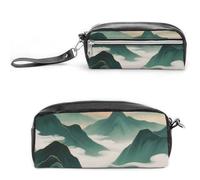 FodPand Green Mountains By Sunset Mini trousse de maquillage avec poignée - 20 x 9 x 5,3 cm en cuir synthétique imperméable durable, grande capacité pour bureau, voyage