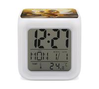 FodPand Honey Bee Réveil cube avec veilleuse numérique à 7 couleurs changeantes pour chambre à coucher, détection de température en temps réel, aide au sommeil, petite horloge pour bureau