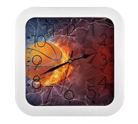 FodPand Horloge murale carrée silencieuse avec flammes et gouttes d'eau - Haute précision - Facile à lire - Pour bureau, salon, chambre à coucher