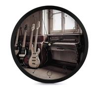 FODPAND Horloge murale ronde en forme de guitare basse avec instruments de musique, silencieuse, sans tic-tac, horloge à piles avec différents motifs pour bureau, maison, cuisine, chambre à coucher