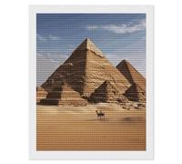 FodPand Kit de peinture à strass pyramide de l'Égypte antique pour adultes et débutants - Foret rond 5D - Kit d'art diamant pour décoration murale d'intérieur - 40,6 x 50,8 cm