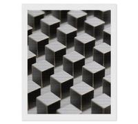 FodPand Kit de peinture diamant 5D en forme de cubes noirs et gris pour adultes et débutants - Pois de diamants ronds - Fournitures d'art pour décoration murale de maison, décoration murale, loisirs