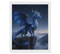 FodPand Kit de peinture diamant 5D motif dragon bleu cool pour adultes et débutants, carrés, points de diamant carrés, fournitures d'art pour décoration murale de maison, décoration murale, cadeau