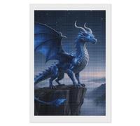 FodPand Kit de peinture diamant 5D motif dragon bleu cool pour adultes et débutants, carrés, points de diamant carrés, fournitures d'art pour la maison, décoration murale, décoration de chambre