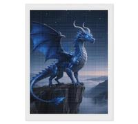FodPand Kit de peinture diamant 5D motif dragon bleu cool pour adultes et débutants, point de diamant carré, fournitures d'art pour la maison, décoration murale, cadeau 30,5 x 40,6 cm