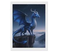 FodPand Kit de peinture diamant 5D motif dragon bleu cool pour adultes et débutants, point de diamant rond, fournitures d'art pour la maison, décoration murale, cadeau 30,5 x 40,6 cm