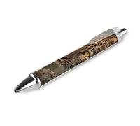 FodPand Lot de 1 stylo à bille rechargeable motif guépard - Pointe fine de 0,5 mm - Encre liquide à séchage rapide - Prise en main confortable - Rétractable et format de poche - Pour journal, prise de