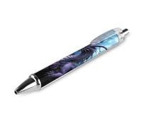 FodPand Lot de 1 stylo à bille rechargeable noir violet dragon lune pointe fine 0,5 mm écriture lisse encre liquide à séchage rapide prise en main confortable rétractable et format de poche pour