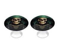 FodPand Lot de 2 boutons d'armoire de 2,8 cm à trou unique - Poignées décoratives en forme de crâne de pirate pour commode, cuisine, salle de bain, armoire, meuble, porte de placard