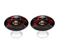 FodPand Lot de 2 boutons d'armoire de 2,8 cm à trou unique - Poignées décoratives en forme de crâne de pirate pour commode, cuisine, salle de bain, armoire, meuble, porte de placard