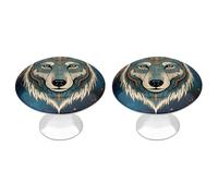 FodPand Lot de 2 boutons d'armoire de 2,8 cm à trou unique - Poignées décoratives rétro en forme de loup et d'étoiles - Boutons de meubles pour commode, cuisine, salle de bain, armoire, vanité