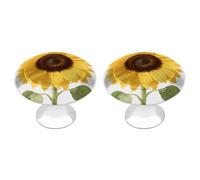 FodPand Lot de 2 boutons d'armoire ronds de 2,8 cm en acier inoxydable avec 2 vis, belles poignées d'armoire jaunes d'été en forme de tournesol pour tiroirs, commode, matériel de cuisine | Facile à