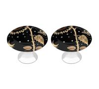 FodPand Lot de 2 boutons d'armoire ronds de 2,8 cm en acier inoxydable avec 2 vis, jaune tournesol bourdon abeille noire d'automne pour tiroirs, commodes, quincaillerie de cuisine | Facile à installer