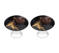 FodPand Lot de 2 boutons d'armoire ronds de 2,8 cm en acier inoxydable avec 2 vis, poignées d'armoire noires pour femmes, poignées d'armoire pour tiroirs, commodes, quincaillerie de cuisine | Facile à