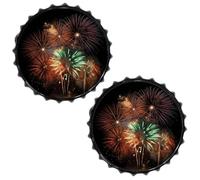 FodPand Lot de 2 panneaux en étain Splendid Fireworks - Décoration murale vintage en métal de 30 cm pour cave, bar, cuisine et bureau, prêt à accrocher