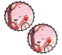 FodPand Lot de 2 panneaux en métal en forme de cœur avec inscription « Bicycle Love » - Décoration murale vintage pour cave, bar, cuisine et bureau - Prêt à accrocher - Plaque ronde en métal - 30 cm