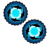 FodPand Lot de 2 plaques rondes en métal en forme de requins flottants - 30 cm - Décoration murale vintage pour cave, bar, cuisine et bureau - Prêt à accrocher