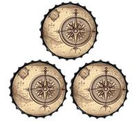 FodPand Lot de 3 panneaux en métal « Loi de la boussole » - Décoration murale vintage pour cave, bar, cuisine et bureau - Prêt à accrocher - 30 cm