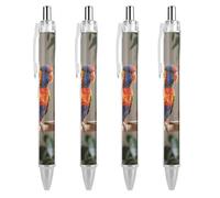 FodPand Lot de 4 stylos à bille rechargeables noirs à pointe fine de 0,5 mm, encre liquide à séchage rapide, prise en main confortable, rétractables et format de poche pour journal, prise de notes
