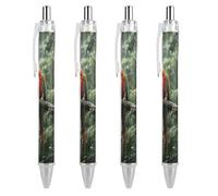FodPand Lot de 4 stylos à bille rechargeables Parrot_rainforest - Pointe fine de 0,5 mm - Encre liquide à séchage rapide - Prise en main confortable - Rétractable et format de poche - Pour journal