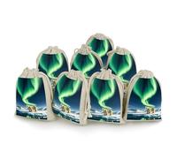 FodPand Lot de 8 sacs en coton et lin avec cordon de serrage de 12,7 x 17,8 cm - Sacs vides réutilisables en forme d'ours polaire - Pochettes cadeaux pour fête de mariage, bijoux, fournitures de