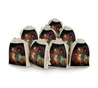 FodPand Lot de 8 sacs en coton et lin avec cordon de serrage de 12,7 x 17,8 cm - Sacs vides réutilisables pour feux d'artifice - Pour fête de mariage, bijoux, fournitures de rangement à la maison