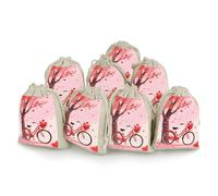 FodPand Lot de 8 sacs en coton et lin avec cordon de serrage de 12,7 x 17,8 cm, sacs vides réutilisables en forme de cœur, arbre à vélo, pochettes cadeaux d'amour pour fête de mariage, bijoux