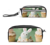 FodPand Mini trousse de maquillage avec poignée en forme d'œuf de Pâques en papier - 20 x 9 x 5,3 cm - Durable et imperméable - En cuir synthétique - Grande capacité - Portable - Pour bureau, voyage