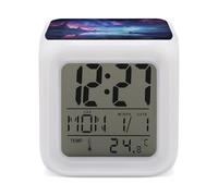 FodPand Northern Lights Réveil cube avec 7 couleurs changeantes - Horloge numérique pour chambre à coucher - Détection de température en temps réel - Aide au sommeil - Petite horloge de chevet pour