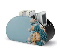 FodPand Ocean Seashells Support de télécommande d'été en cuir PU avec 5 compartiments pour télévision, télécommandes DVD, étagère multifonction pour salon, chambre à coucher, bureau
