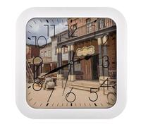 FodPand Old Wild West Horloge murale carrée silencieuse sans tic-tac de haute précision facile à lire avec chiffres pour bureau, salon, chambre à coucher