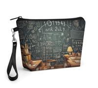FodPand Petite trousse de maquillage avec poignée - Trousse de maquillage mathématiques en cuir synthétique pour sac à main, organisateur de maquillage de voyage, pochette de toilette portable à