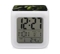 FodPand Pickle Réveil cube avec veilleuse numérique à 7 couleurs changeantes pour chambre à coucher, détection de température en temps réel, aide au sommeil, petite horloge de chevet pour bureau