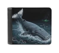 FodPand Portefeuille fin en cuir synthétique avec motif baleine sous-marine avec 8 emplacements pour cartes, portefeuille minimaliste à deux volets avec poche avant, portefeuille élégant pour cadeau