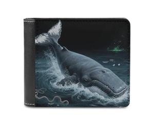 FodPand Portefeuille fin en cuir synthétique avec motif baleine sous-marine avec 8 emplacements pour cartes, portefeuille minimaliste à deux volets avec poche avant, portefeuille élégant pour cadeau