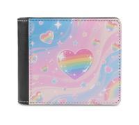 FodPand Portefeuille fin en cuir synthétique irisé avec 8 emplacements pour cartes, portefeuille minimaliste à deux volets avec poche avant pour homme et femme, cadeau de voyage