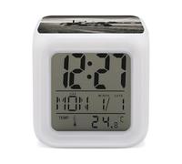 FodPand Réveil cube tranquille avec 7 couleurs changeantes - Horloge numérique pour chambre à coucher - Détection de température en temps réel - Aide au sommeil - Petite horloge pour bureau