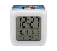 FodPand Réveil de Noël amusant en forme de pingouin pour chambre à coucher, horloge numérique avec 7 couleurs changeantes, grand nombre LED, horloge électrique, affichage de la température, horloges