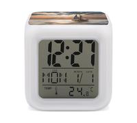 FodPand Réveil en forme de bateau à voile sur le cube de mer avec 7 couleurs changeantes - Horloge numérique pour chambre à coucher - Détection de température en temps réel - Aide au sommeil - Petite