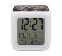 FodPand Réveil numérique hibou oiseaux pour chambre à coucher avec veilleuse 7 couleurs changeantes grand écran LED réveil réveil horloge de bureau pour décoration de chambre température