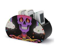 FodPand Support de télécommande squelette arc-en-ciel en cuir PU avec 5 compartiments pour télévision, télécommandes DVD, étagère multifonction pour télécommande TV pour salon, chambre à coucher