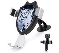 FodPand Support de téléphone universel pour voiture - Rotation à 360 ° - Ventouse - Tigre et lune - Pour tableau de bord, pare-brise et grille d'aération - Compatible avec tous les smartphones
