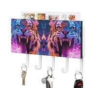 FodPand Support mural pour clés 18 x 11 cm avec 5 crochets et fente pour courrier, porte-clés en cuir autocollant pour entrée, porte de couloir