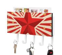 FodPand Support mural pour clés de 18 x 11 cm avec 5 crochets et fente pour courrier, fond de cirque vintage, autocollant en cuir, organiseur de clés pour entrée, porte de couloir