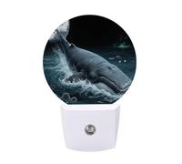 FodPand Veilleuse à brancher dans le mur avec capteur du crépuscule à l'aube 0,5 W LED moderne à brancher en forme de baleine sous-marine - Veilleuse blanche chaude pour chambre à coucher, couloir