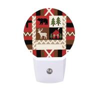 FodPand Veilleuse à brancher dans le mur avec capteur du crépuscule à l'aube 0,5 W LED moderne ours cerf ethnique à brancher lampe de nuit blanc chaud veilleuse pour chambre à coucher, couloir