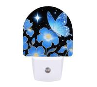 FodPand Veilleuse à brancher dans le mur avec capteur du crépuscule à l'aube 0,5 W LED moderne papillon bleu lampe de nuit lumière blanche chaude veilleuse pour chambre à coucher, couloir, cuisine