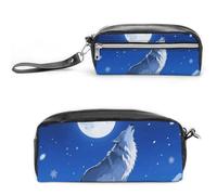 FodPand Wolf Mini trousse de maquillage avec poignée - 20 x 9 x 5,3 cm en cuir PU durable, imperméable, grande capacité pour bureau, voyage