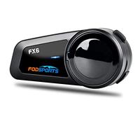 Fodsports FX6 Intercom Moto Bluetooth, Communication Groupe 4 à 6 Motards | Système de communication moto à réduction de bruit, portée jusqu'à 1000 m, kit mains libres, radio FM, étanche IP65