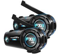 Fodsports FX8 Air Intercom Moto Duo pour 2 Casques, Kit Main Libre Moto, 1000M Systèmes de Communication Bluetooth pour Motocyclette avec 3 Effets Sonores, HiFi, Appairage Universel, 900mAh(2 Unités)